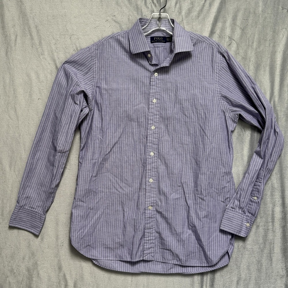 Polo‎ Ralph Lauren Shirt Mens 15.5 34/35 Purple Striped Button Up Long Sleeve
